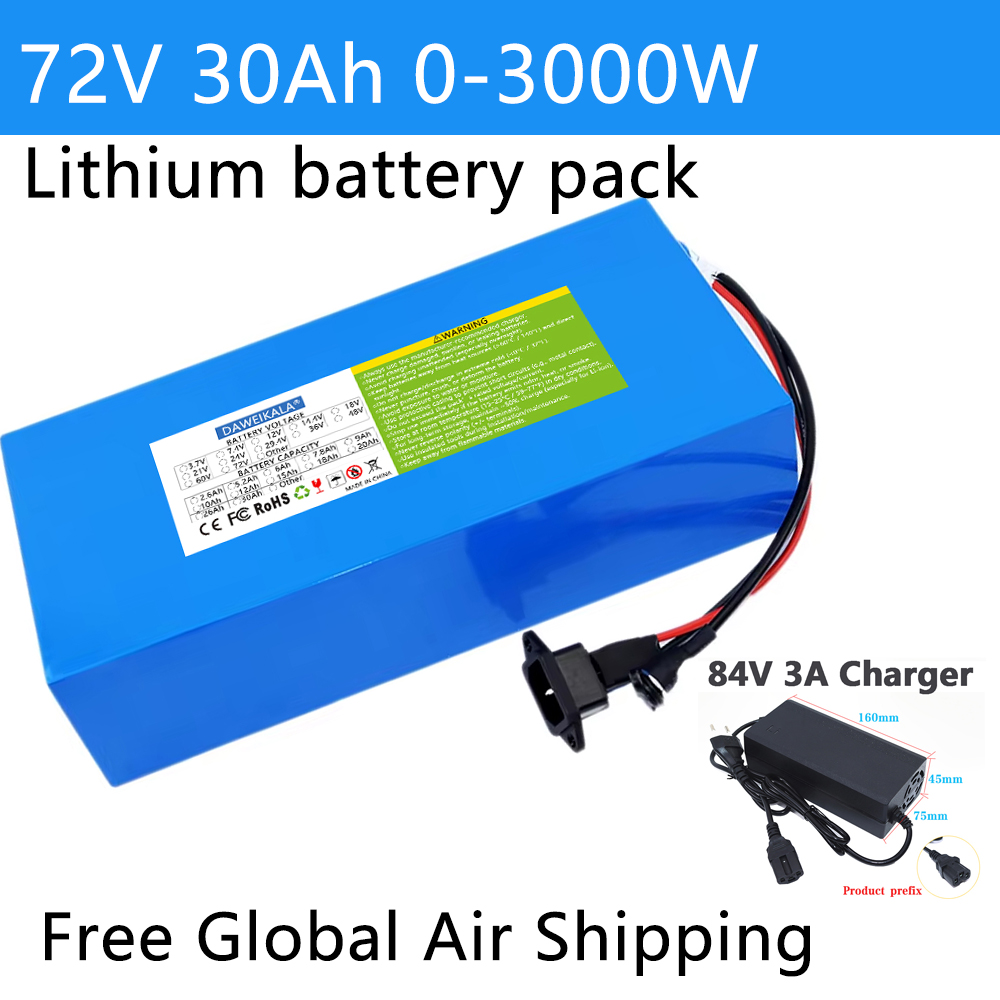 Electric Bicycle Battery 72V 30Ah - 72V 12Ah-30Ah 18650 배터리 팩 50A