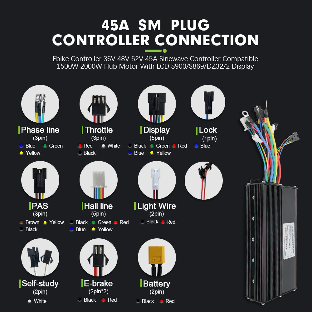 전기 자전거 3모드 48V 52V 60V 72V 45- - Sine Wave Controller 48V 72V 80A 리뷰 및 가격