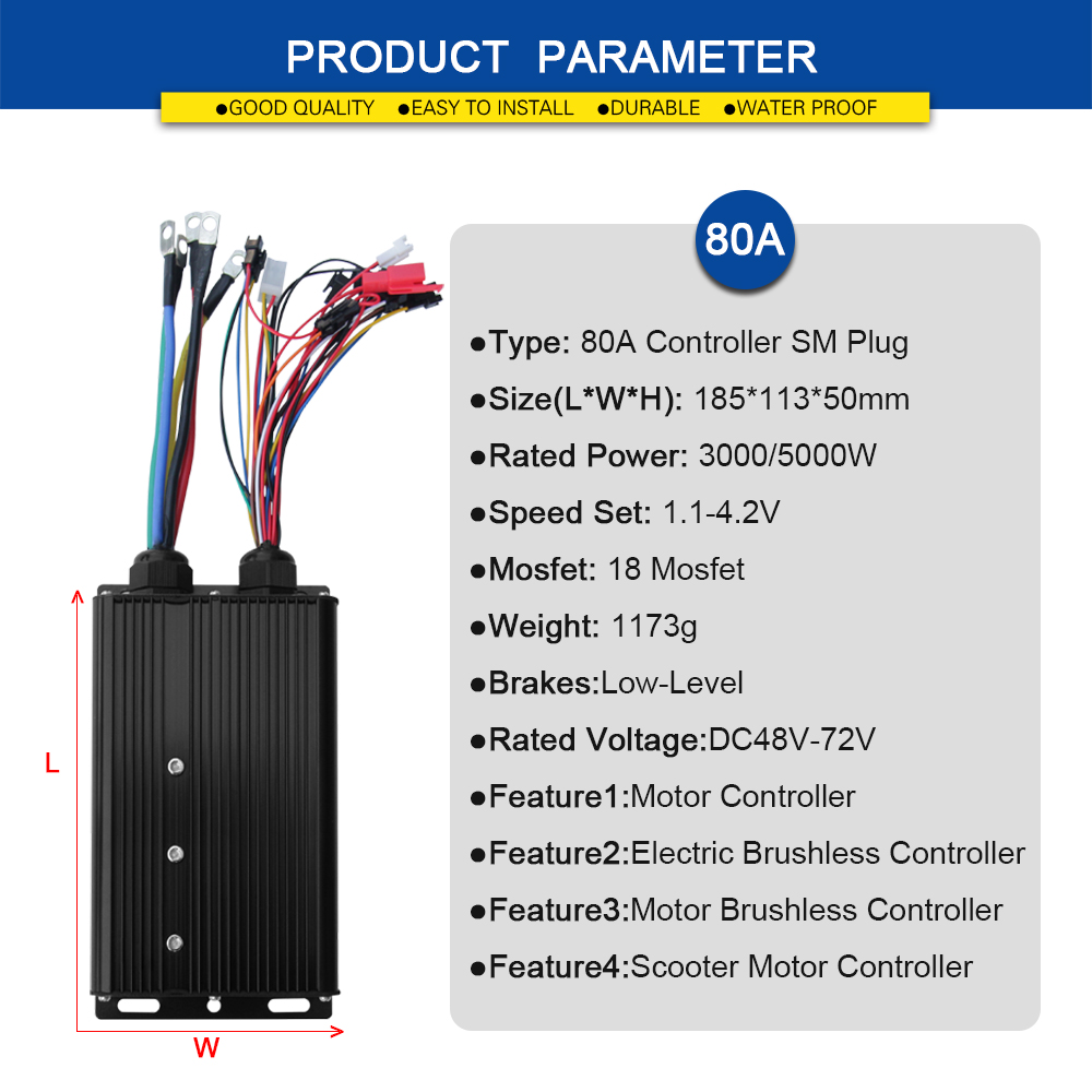 라이트 기능이 있는 48V 72V 80A 사인파 컨트롤 - Sine Wave Controller 48V 72V 80A 리뷰 및 가격