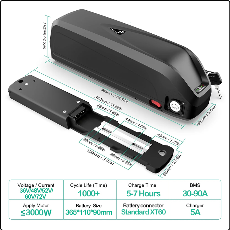 36V 48V 52V 하이롱 60V 72V 전기자전거  - Ebike Battery 48V 20Ah Hailong 리뷰 및 가격